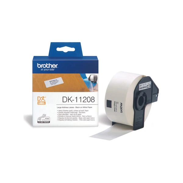 Brother DK-11208 標籤帶 白底黑字 38mm x 90mm
