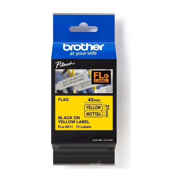 Brother FLe-6511 定型旗幟標籤帶 黃底黑字 45*21mm