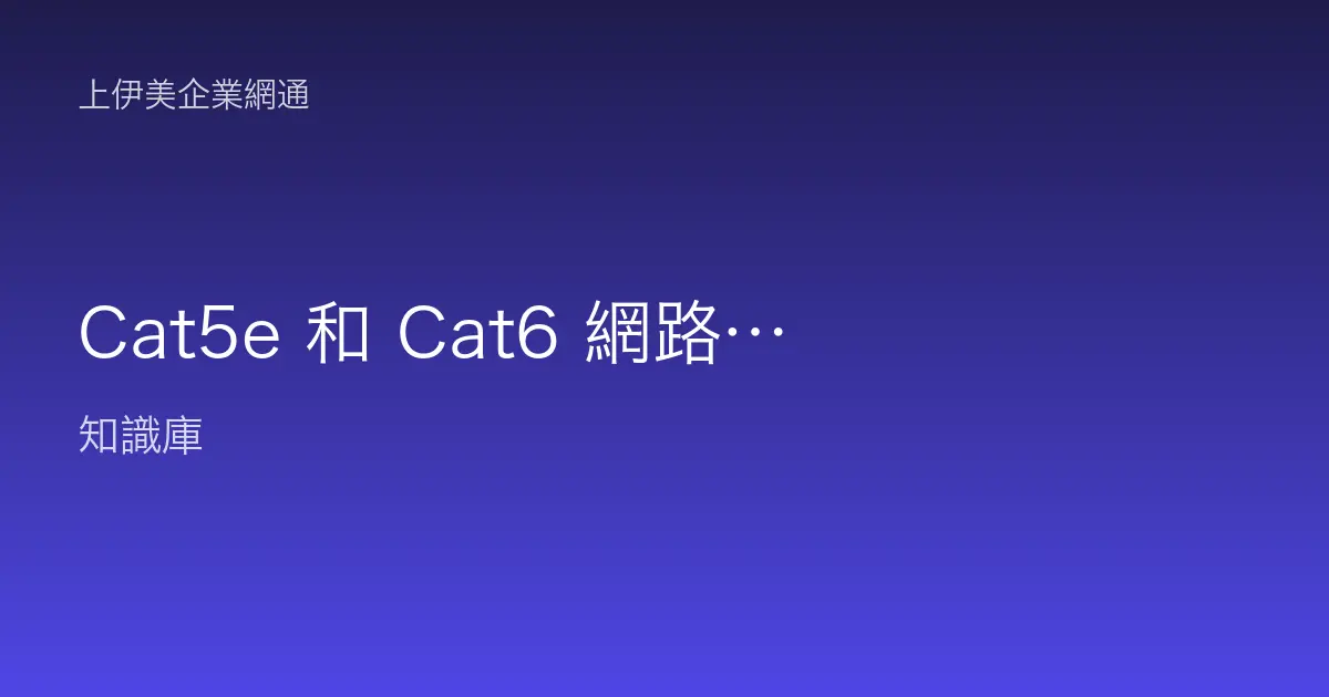 Cat5e 和 Cat6 網路線差別？企業佈線線材選擇完整比較
